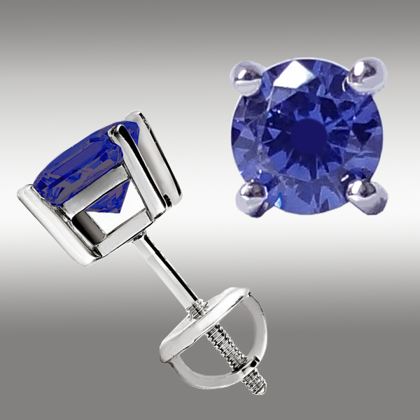 1.5 ct Brilliant Round Cut Solitaire Studs Designer Genuine Flawless VVS1 Simulated Tanzanite 14K popular 18K White Gold Earrings Screw back